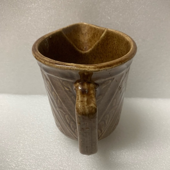 Vintage Brown Embossed Glazed USA Ceramic Cream Pitcher with Handle - Picture 6 of 6